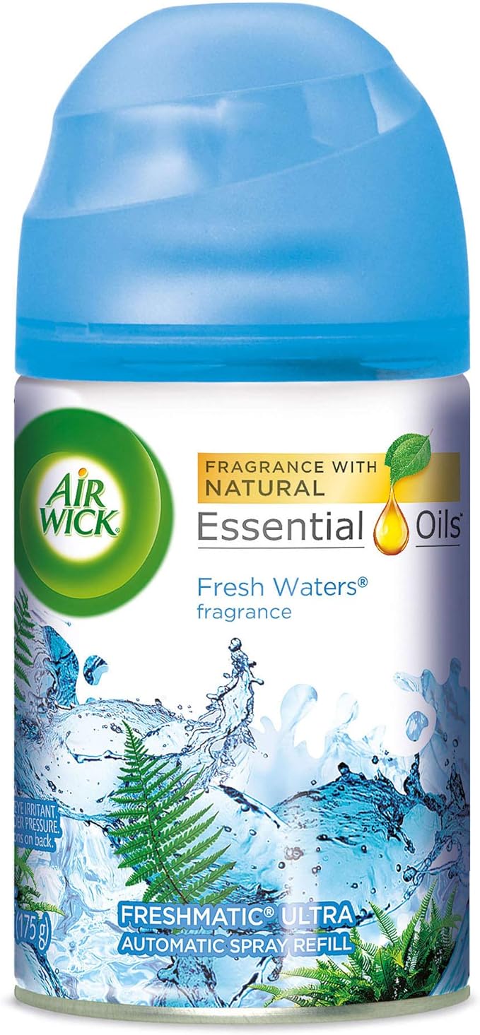 Air Wick Automatic Air Freshener Spray Refill Pack of 6 Fresh Waters Odor Neutralization Essential Oils