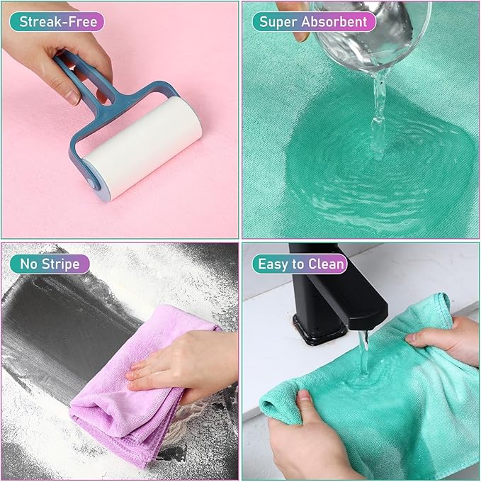 Newwiee 6 Pcs Extra Large Microfiber Cleaning Cloth 30 x 20 Washable Reusable Microfiber Towel Streak Free Lint Free Cloth for Cleaning Home Glass Office Window Bathrooms (Pastel Colors)