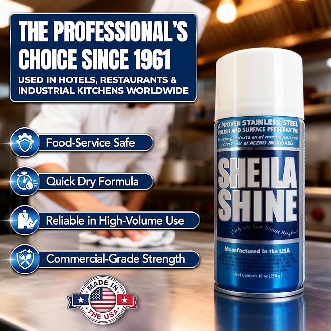 Sheila Shine 12 x 10oz Stainless Steel Cleaner and Polish With Cloth - Cleans Polishes &amp Protects Kitchen Appliances Refrigerators Sinks Ovens &amp Grills - Stainless Steel Fridge Cleaner