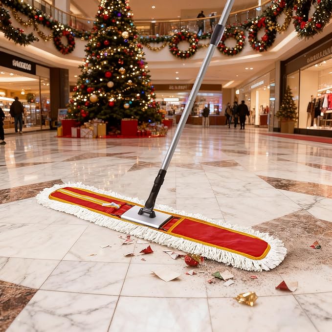 Heavy-Duty 36 Commercial Dust Mop &amp Floor Sweeper - Extra Wide Wet/Dry Hardwood Floor Cleaner with 59 Long Handle Washable Microfiber and Oxford Mop Pad