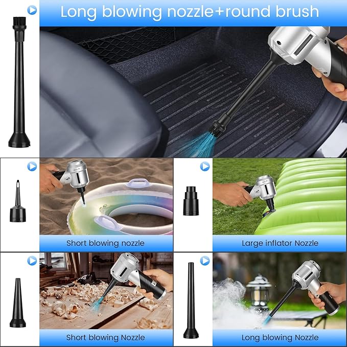 Car Vacuum Portable Cordless with 18000PA Super Suction 4 in 1 Portable Air Blower/Car Vacuum 90°Foldable Handheld Rechargeable Brushless Motor Gifts for Valentine's Day for Home PC