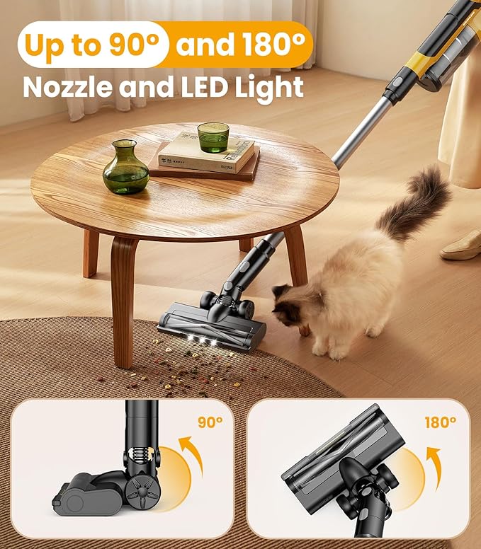 qimedo 8000mAh Cordless Vacuum Cleaner with 2 Batteries 700W Powerful Suction 90 Inch Extension Tube &amp 2L Dust Cup 7 in 1 Stick Vacuum for Home Hardwood Floor Pet Hair Dorm