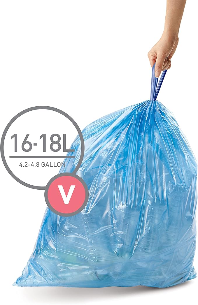 simplehuman Custom Fit Liners &amp Recycling Bags 30-35L &amp 16-18L 60 Count per Pack 3 Packs (360 Count) Blue
