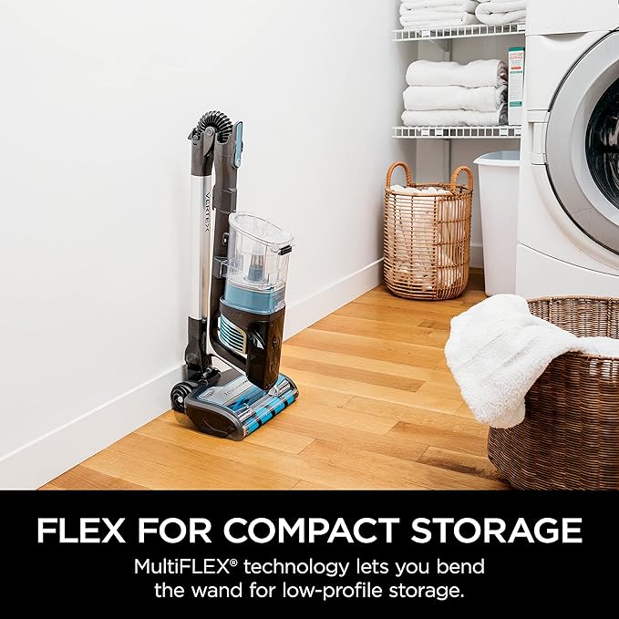 Shark IZ462H Vertex Ultra Lightweight Cordless Stick Vacuum with DuoClean PowerFins Crevice Pet Multi-Tool Anti-Allergen Brush Removable Handheld Flex 60 min Runtime Blue MultiFLEX