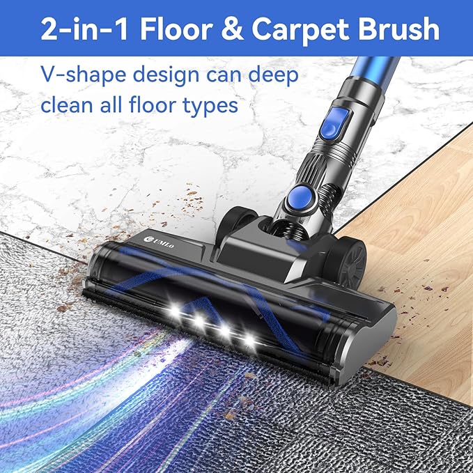 Cordless Vacuum Cleaner8-in-1 Lightweight Stick Vacuum with Powerful SuctionSelf-Standing40 Mins Max RuntimeRechargeable Vacuum Cleaners for HomeHardwood FloorCarpetPet Hair (Charcoal)