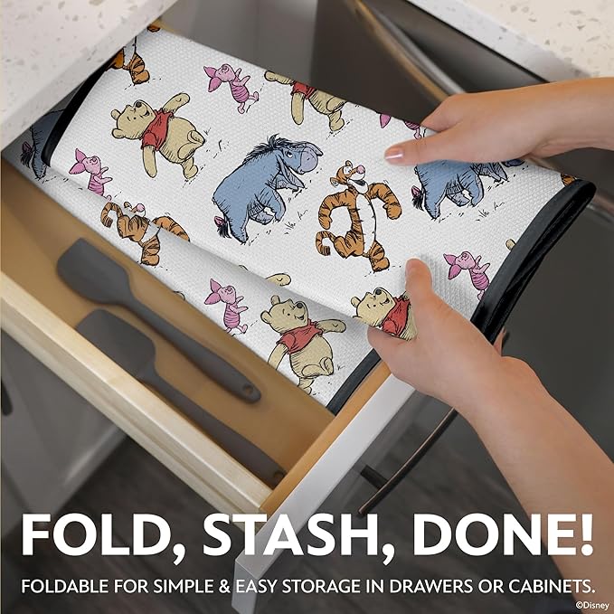 Disney Dish Drying Mats for Kitchen Counter (2 Pack) – 16 x 18 Absorbent Kitchen Drying Mats for Dishes – Mickey &amp Minnie Winnie the Pooh &amp Stitch Dish Mats