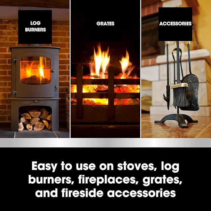Furniture Clinic Stove Care Kit – Clean &amp Restore Log Burners Grates &amp Fireplaces | Removes Soot &amp Dirt | One Bottle Glass &amp Metal Cleaner + Stove Polish | 500ml / 17 Fl Oz Each Bott