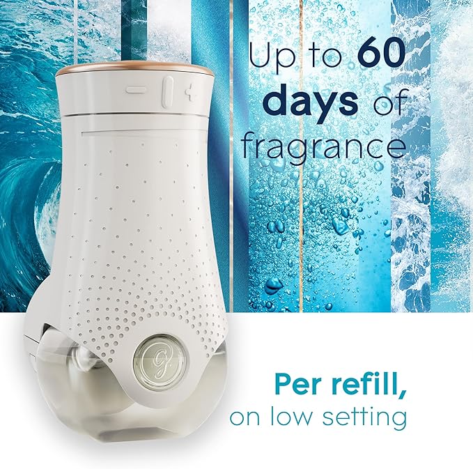 Glade PlugIns Refills Air Freshener Starter Kit Scented and Essential Oils for Home and Bathroom Aqua Waves 4.02 Fl Oz 2 Warmers + 6 Refills