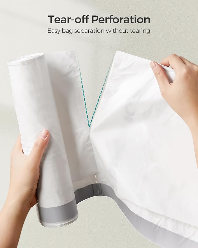 SONGMICS Trash Bags Compatible with SONGMICS Trash Can 18 Gallon 80 Count Drawstring Kitchen Garbage Bags 25.8 x 37.4 Inches 4 RollsWhite UKRB068A02