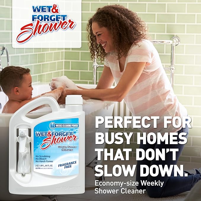Wet &amp Forget Shower Cleaner Spray Fragrance-Free Weekly Bathroom Cleaner No Scrubbing Needed Bleach-Free Multi-Surface Bathroom Spray Cleaning Supplies Essential. 64 fl oz