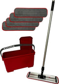 Premium Floor Wax Application Kit with 5 Microfiber Pads Telescopic Handle and Recharging Bucket