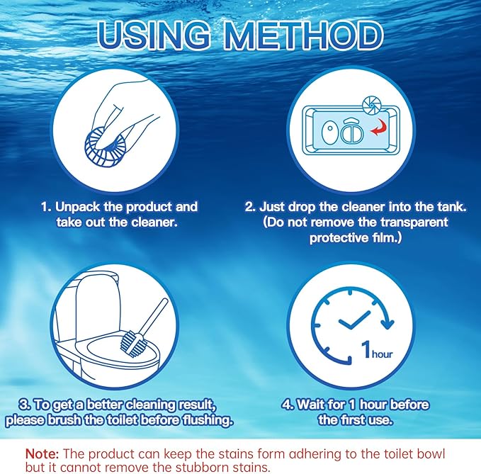 Vacplus Automatic Toilet Bowl Cleaner Tablets Drop-In Tank Cleaner for Bathroom Prevent Stains &amp Deodorize Long-Lasting Cleaning Tabs Easy-Use Freshener for Bowl &amp Tank 50 Pack