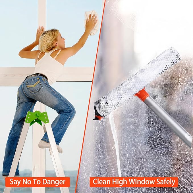 Window Squeegee for Home 2 in 1 Window Cleaning Car Squeegee Windshield Cleaning Sponge and Silicone SqueegeeWindow Cleaner Tool with Extension Pole for Shower Car Mirror Glass Cleaning