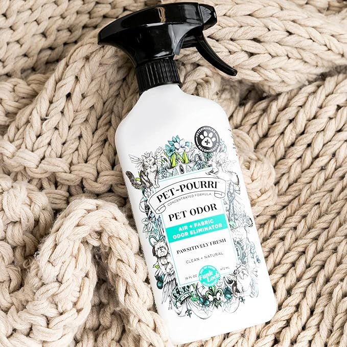 Pet-Pourri Pet Odor Air + Fabric Odor Freshener Spray Pawsitively Fresh 16 Fl Oz (Pack of 2)