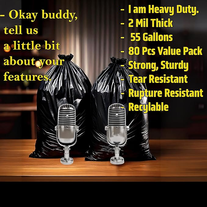 80 Count | Contractor Garbage Bags | 55 Gallon Contractor Bags Heavy Duty | 2 Mil | Heavy Duty Contractor Bags | Contractor Trash Bags | Heavy Duty Trash Bags