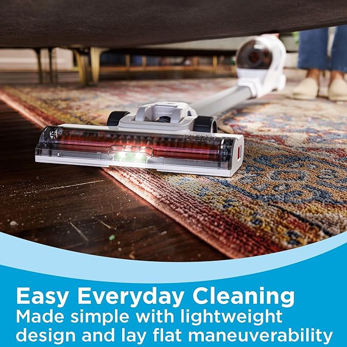 BLACK+DECKER POWERSERIES+ 20V MAX Cordless Stick Vacuum Cleaner with LED Floor Lights Bagless Lightweight Cordless Vacuum Cleaners for Home Up to 44 Minutes Powerful Suction Gray (BHFEA520J)