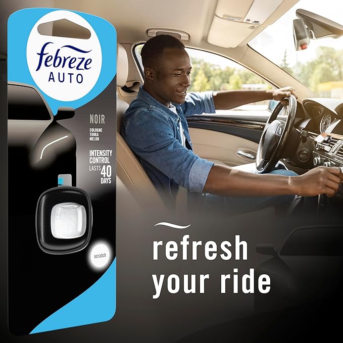Febreze AUTO Air Freshener Odor-Fighting Automotive Vent Clip Noir Scent 8 Count