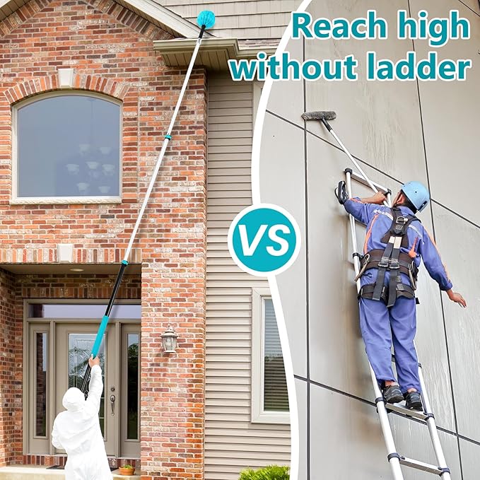 Mavriz 5-12 FT Spider Web Brush with Pole Cobweb Duster with Extension Pole for Outdoor &amp Indoor Cleaning Telescopic Long Duster for High Ceilings 20 Ft Reach