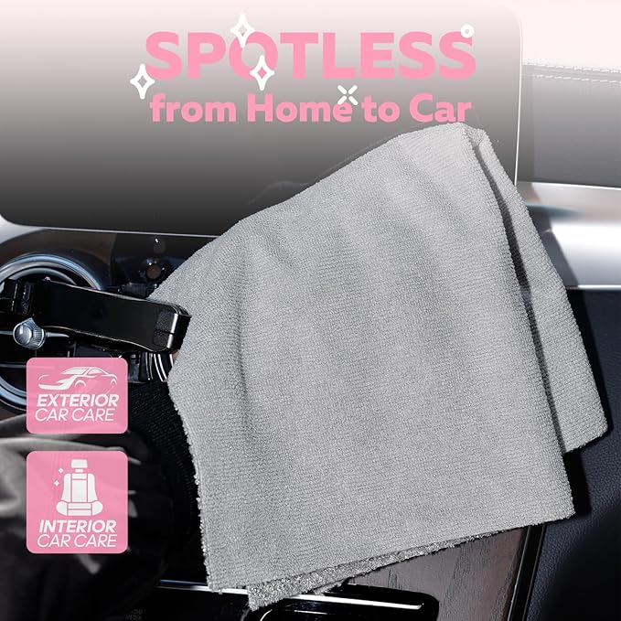 Fantasticlean Tear-Away Microfiber Cleaning Cloth Roll 12'' by 12''- 36 Sheets Thick &amp Large Detailing Towels Ultra Absorbent Lint-Free Reusable Wipes for Home Car or Outdoor (Glossy Grey)