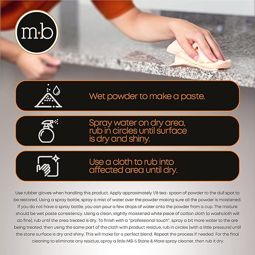 MB-11 Professional Marble Polish Polishing Kit Polishing Powder Etch Remover and Cleaner Quartz Polishing Compound with Microfiber Cloth