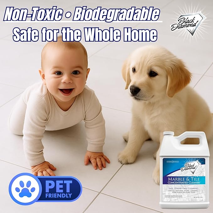 Black Diamond Stoneworks MARBLE &amp TILE FLOOR CLEANER. Great for Ceramic Porcelain Granite Natural Stone Vinyl and Brick. No-rinse Concentrate.(4-Gallons)