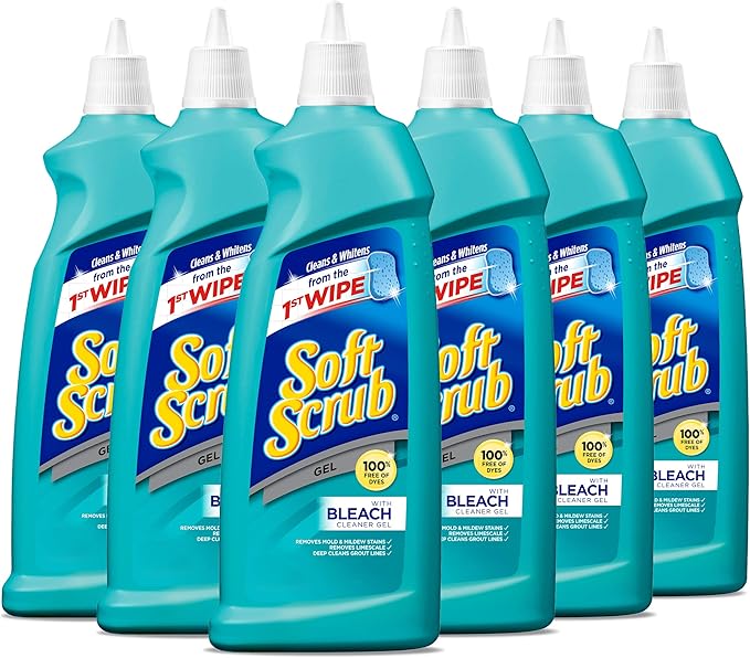 Soft Scrub Antibacterial Cleaner with Bleach Surface Cleanser 36 Ounce Pack of 6 and Soft Scrub Gel with Bleach Cleaner 28.6 Ounces (Pack of 6)