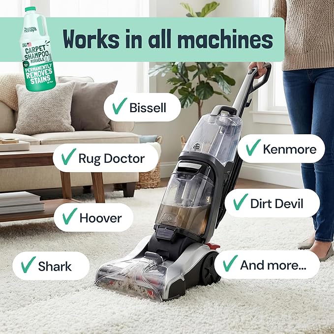 Sunny &amp Honey Heavy Duty Carpet Cleaner Solution for Machines - Powerful Stain and Surface Odor Eliminator For New and Deep-set Pet Messes - For Rugs Couches and Upholstery (32fl oz Spring Mint)