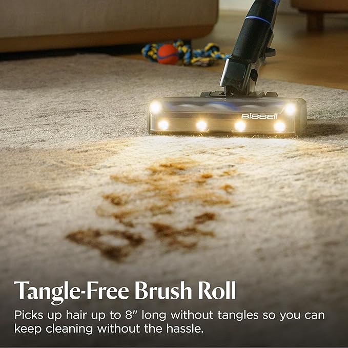 Bissell PowerClean FurFinder 200W Self-Standing Cordless Vacuum w/Tangle Free Brush Roll Strong Suction Removeable Battery Wall Mount Upholstery Tool &amp Bright Headlights