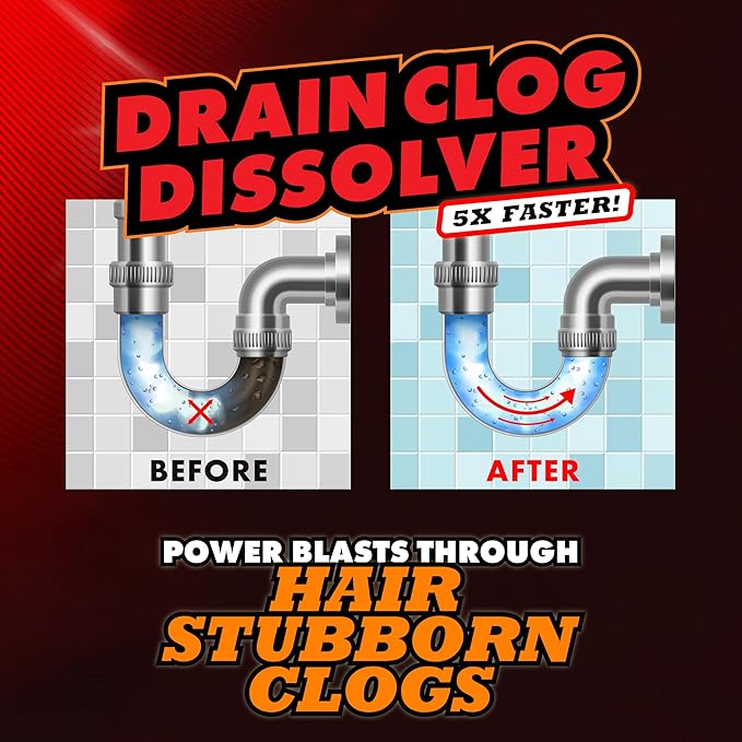 Fire Water Max Drain Clog Dissolver Hair Clog Liquid Cleaner &amp Remover for Any Sink Shower Tub Pipe Drains Septic Safe 5X Faster Action 1 Gallon