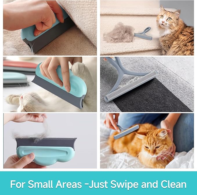 Carpet Rake for Pet Hair Removal Tool Reusable Pet Hair Remover Broom Dog&ampCat Hair Remover Scraper Rake with 54” Adjustable Long Handle 3 Pcs Carpet Brush Rake for Rugs Mats Couch Furniture