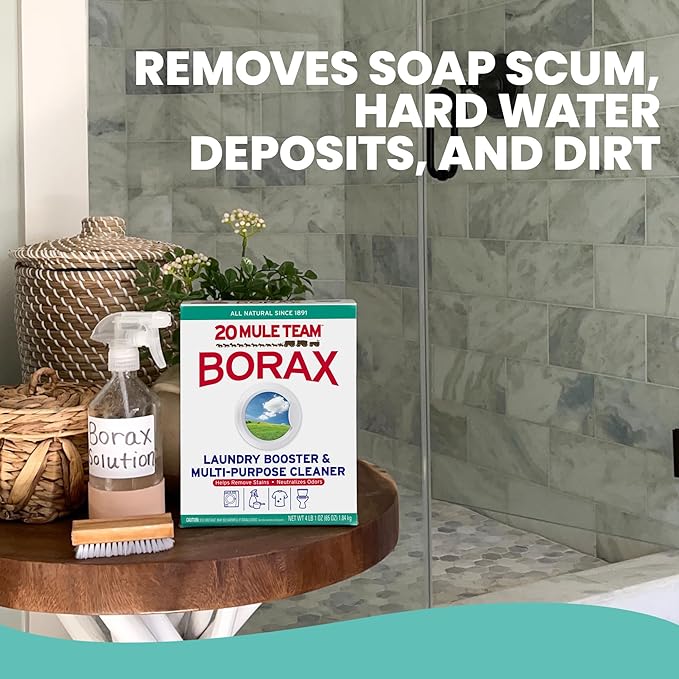 20 Mule Team All Natural Borax Detergent Booster &amp Multi-Purpose Household Cleaner 65 Ounce 4 Count