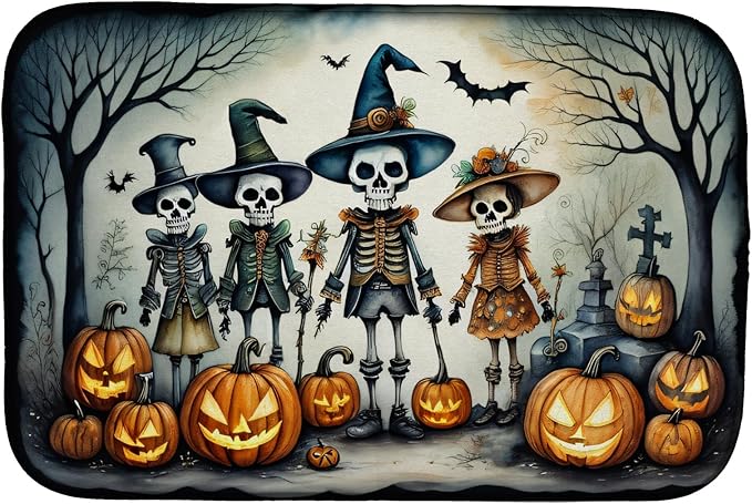 Caroline's Treasures DAC2226DDM Calacas Skeletons Spooky Halloween Dish Drying Mat Absorbent Dish Drying Mat Pad for Kitchen Counter Dish Drainer Mat for Countertop 14 x 21 Multicolor