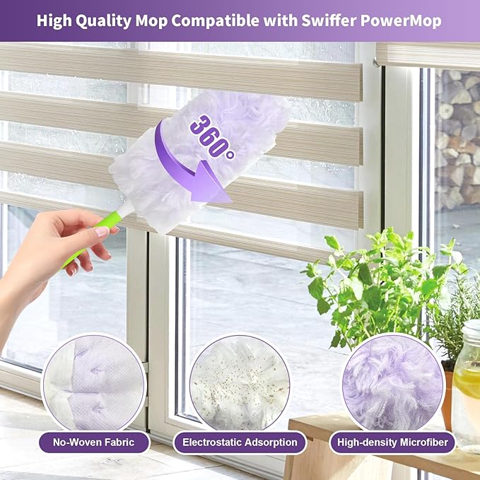 50 Count 360° Multi-Surface Feather Duster Refills Compatible with Swiffer Dusters Thickened Heavy-Duty Material Disposable Dusters Kit Includes 2 Handle for Efficient Cleaning