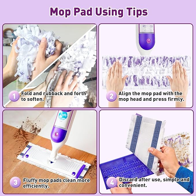 Funtin Power Mop Pads for Swiffer PowerMop Unscented Disposable Mop Refills Thickened Multi-Surface Replacement Mopping Pad Dry &amp Wet Use for Floor Cleaning (40 Packs)