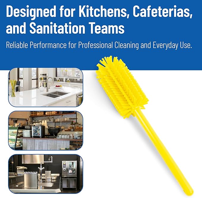 SPARTA Large Water Bottle Brush Ideal for Wide-Mouth Jars Bottles and Tumblers Dishwashing Tool with Handle for Home and Commercial Kitchens Plastic 16 Inches Yellow (Pack of 4)
