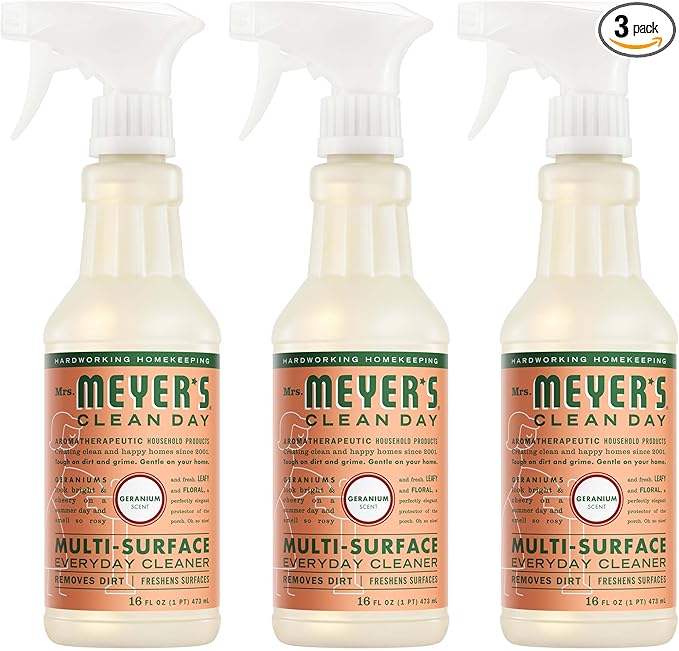 MRS. MEYER'S CLEAN DAY Multi-Surface Everyday Cleaner Geranium Scent 16 Fl Oz Bottle - 3 Pack