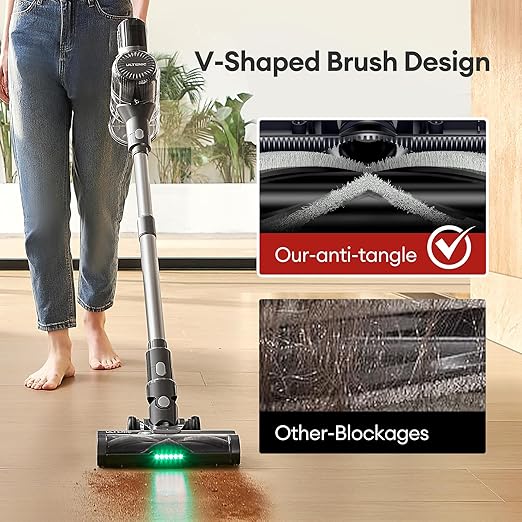 Ultenic Cordless Vacuum Cleaner 450W 40Kpa Stick Vacuum with Car Dashboard Screen Tangle-Free Brush for Pet Hair Max 45mins Runtime LED Display Tools for Hard Floor Carpet Car Cleaning U12