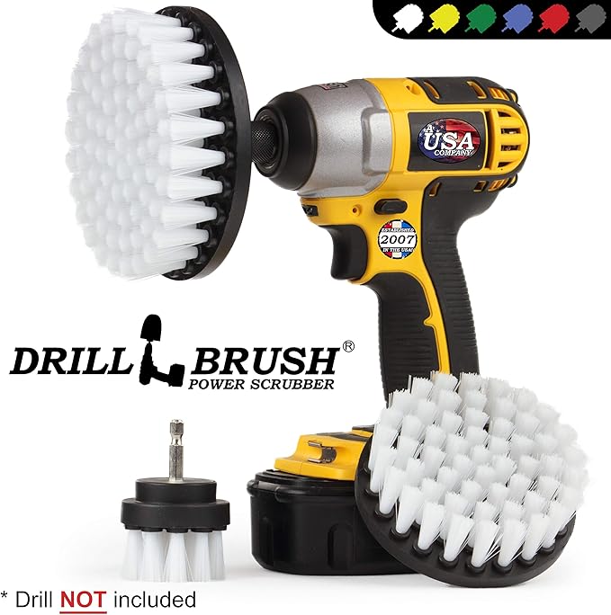 Car Accessories - Drill Brush Attachment for Washing Wheels Mats Detailing - Carpet and Upholstery Cleaner - Boat and Kayak Hull Accessories - Glass and Fiberglass Cleaner