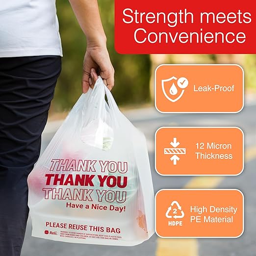 Reli. Thank You T-Shirt Bags (350 Ct) &amp 40-45 Gal Trash Bags (250 Bags)