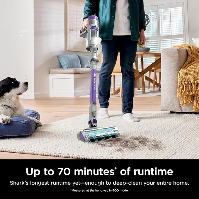 Shark PowerDetect Cordless Stick Vacuum Powerful Suction HEPA Filtration 70-Minute Runtime Carpet &amp Hard Floor Portable XL Dust Cup Stick Vacuum for Pet Hair Dark Gray IP1251