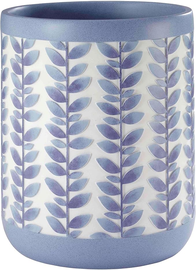 Avanti Linens - Wastebasket Resin Accessories Guest Bathroom Essentials (Monterey Collection Blue)