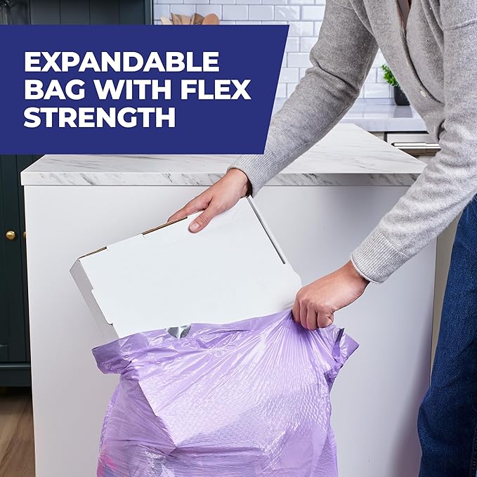 Hefty Ultra Strong 13 Gallon Trash Bags Tall Kitchen Trash Bags 13 Gallon Size Resist Leaks Punctures and Rips Continuous Odor Control Purple Fabuloso Scent 110 Bags