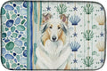 Caroline's Treasures White Collie Coastal Sea Glass Dish Drying Mat Absorbent Dish Drying Mat Pad for Kitchen Counter Dish Drainer Mat for Countertop 14 x 21 Multicolor