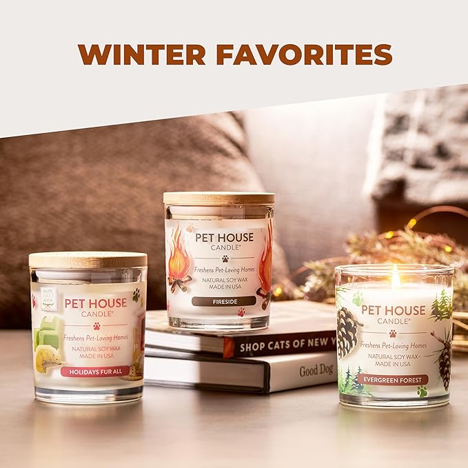 One Fur All Pet House Fall Candles Long Lasting Clean Burning Soy Wax Scented Candles for Pet Odor Pumpkin Spice 2 Pack