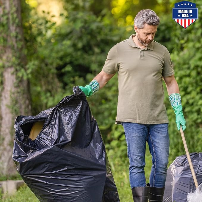 Fuxury 55-60 Gallon Trash Bags 150 Count Black Garbage Bags 38x58 Extra Large Trash Can Liners 0.7 Mil Plastic Bags for Serious Garbage Cleanup Home Yard &amp Commercial Use Made in USA