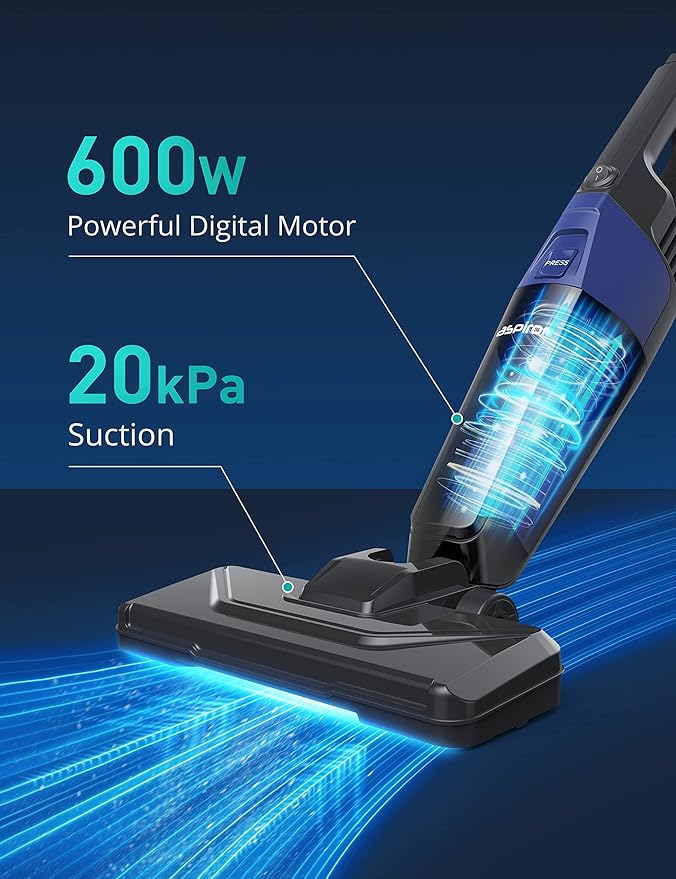 Small Vacuum Cleaner Aspiron Stick Vacuum Cleaner with 20kPa Powerful Suction &amp 0.88QT Dust Cup and 16ft Power Cord 5-in-1 Handheld Lightweight Bagless Vacuum Cleaner Carpet and Floor for Pet