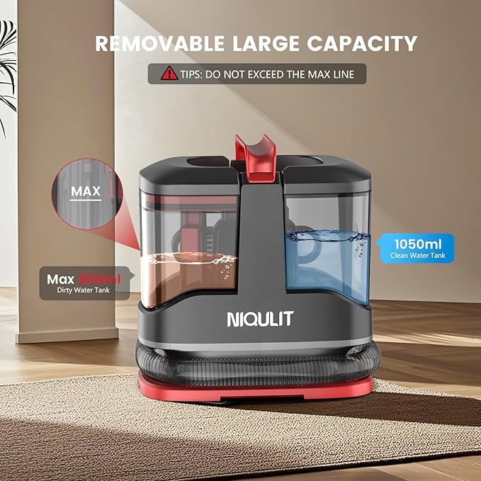 Portable Spot Cleaner Machine for Carpet and Upholstery 15Kpa Powerful Suction for Pet Stain Couche &amp Car with Dual BrushHeads &amp Self-Cleaning System Spot Cleaner for Area Rug Stair and F