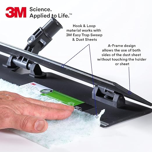 3M Easy Trap II Holder Flip Holder for 3M Easy Trap Duster Sweep and Dust Sheets 35” Hook and Loop Dust Remover Sweeper Mop Head For Gyms Bathrooms Commercial Floors 55936