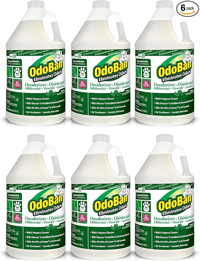 OdoBan Professional Disinfectant and Odor Eliminator Concentrate 6-Pack 1 Gallon Each Original Eucalyptus Scent