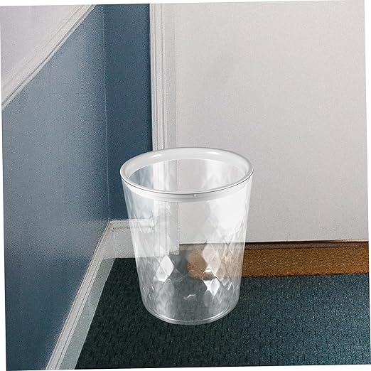 Unomor Transparent Round Trash Can Wastebasket for Bathroom Kitchen Office and Bedroom Lightweight Portable Garbage Container with Capacity for Easy Use